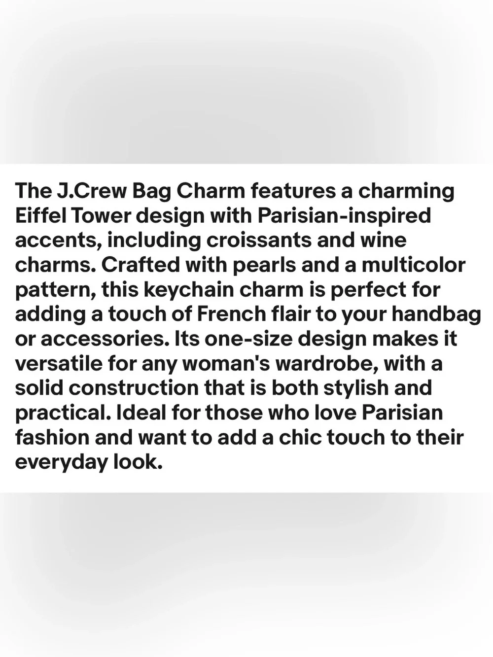 BNWT J CREW FRENCH PARISIAN GOLD & PEARL 5 PIECE BAG CHARM KEYRING ACCESSORY